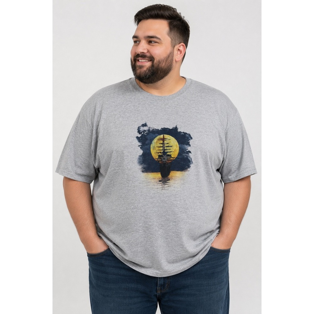 Grateful Dead Steal Your Face Pirate Ship Gray Graphic Tee 3XL Tall Mens Y2K